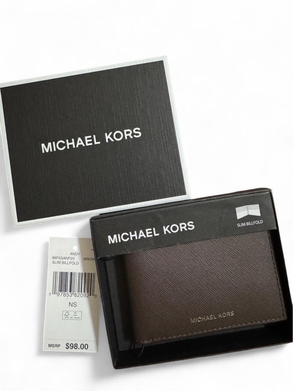 Michael Kors Brown Men's Slim Leather Card Wallet